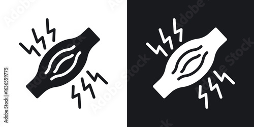 Myalgia icon in black and white glyph versions
