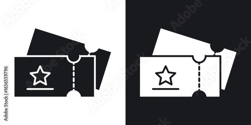 Movie ticket icon in black and white glyph versions