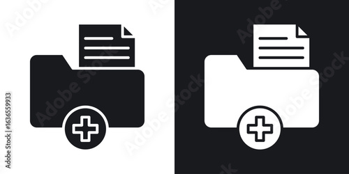 Medical history icon in black and white glyph versions