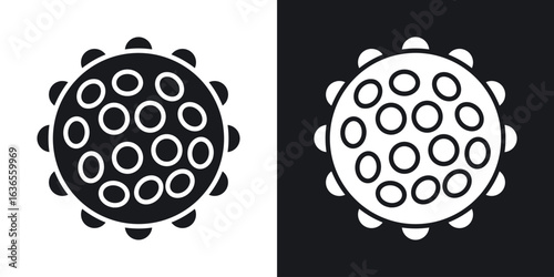 Massage ball icon in black and white glyph versions