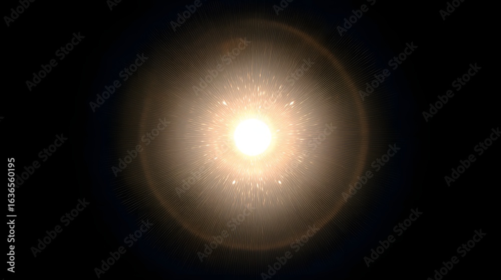 Obraz premium Bright light flare effect on a black background.