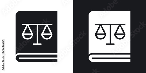 Law book icon in black and white glyph versions