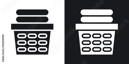 Laundry basket icon in black and white glyph versions