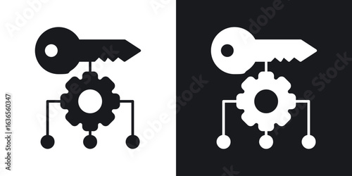 Key factor icon in black and white glyph versions