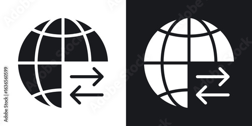 Import and export icon in black and white glyph versions
