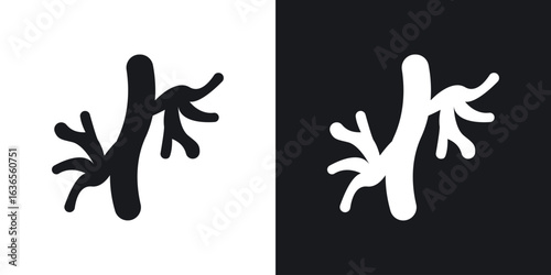 Human artery icon in black and white glyph versions