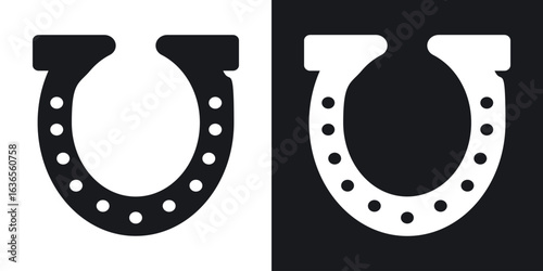 Horseshoe icon in black and white glyph versions