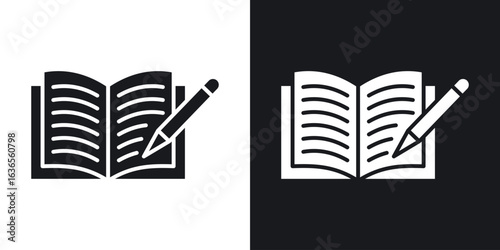 Homework icon in black and white glyph versions