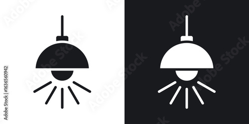 Hanging light icon in black and white glyph versions
