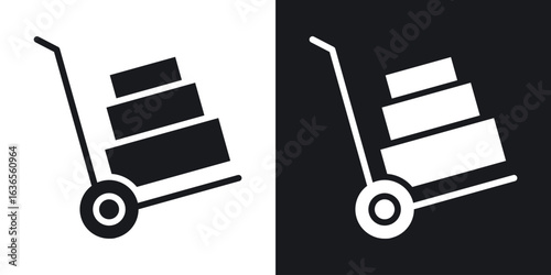 Hand truck icon in black and white glyph versions