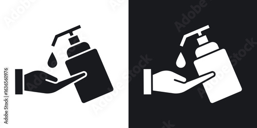 Hand wash icon in black and white glyph versions