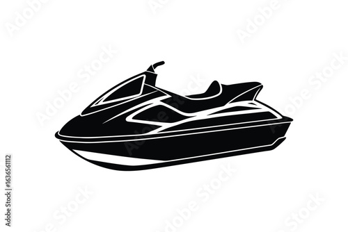 Jet Ski Watercraft Black and White Design Minimalist Water Sport Vehicle Illustration Silhouette