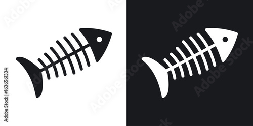 Fishbone icon in black and white glyph versions