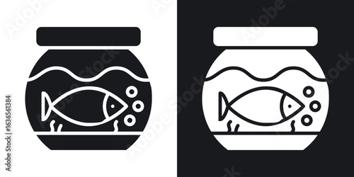 Fish bowl icon in black and white glyph versions