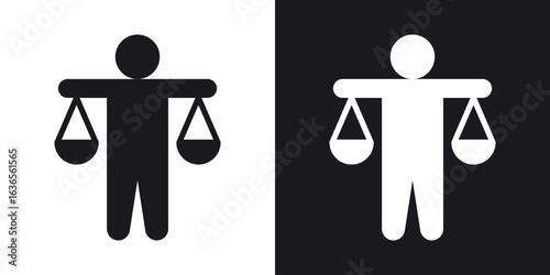 Ethics icon in black and white glyph versions