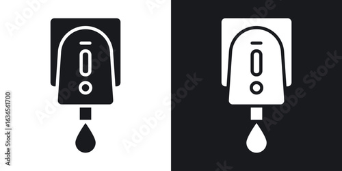 Electrical soap box icon in black and white glyph versions