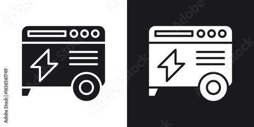 Electric generator icon in black and white glyph versions