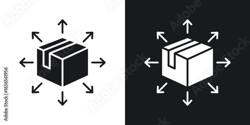 Distribution channel icon in black and white glyph versions