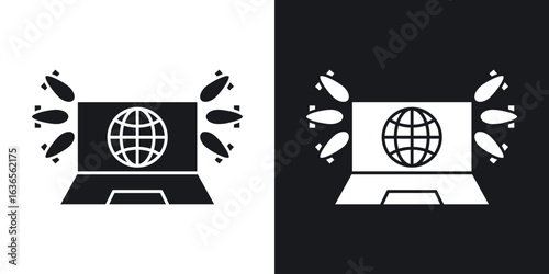 Ddos icon in black and white glyph versions