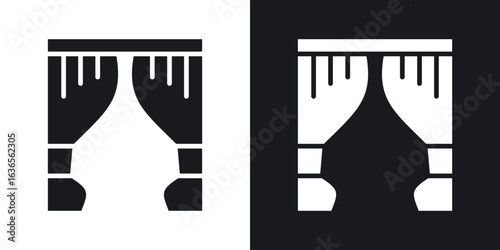 Curtains icon in black and white glyph versions