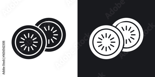 Cucumber slice icon in black and white glyph versions