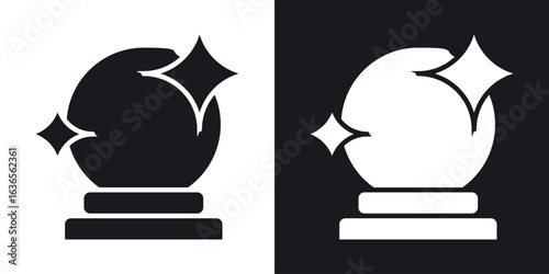 Crystal ball icon in black and white glyph versions