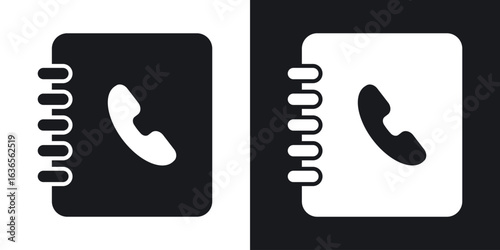 Contact book icon in black and white glyph versions