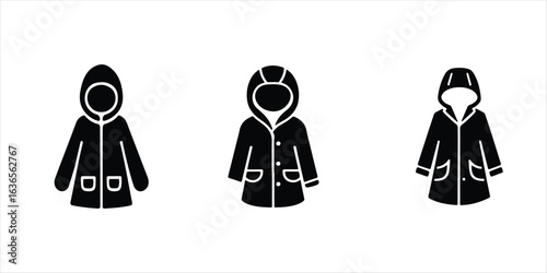 parka jacket vector set illustration on white background, parka jacket silhouette vector.
