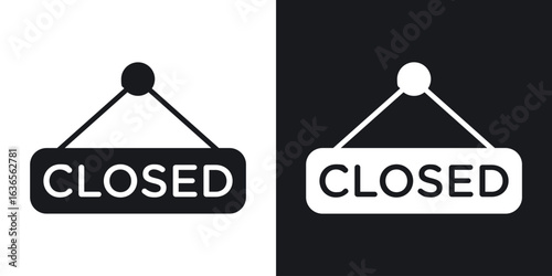 Closed sign icon in black and white glyph versions