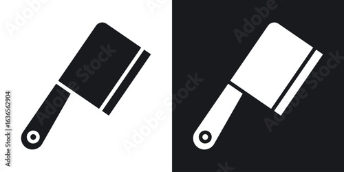 Chopper knife icon in black and white glyph versions