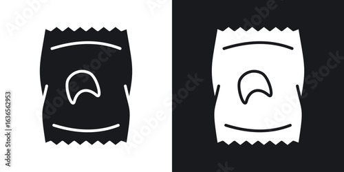 Chips bag icon in black and white glyph versions