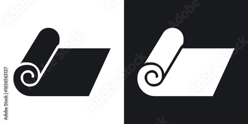 Carpet roll icon in black and white glyph versions