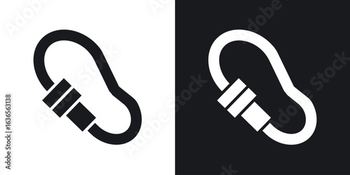 Carabiner icon in black and white glyph versions