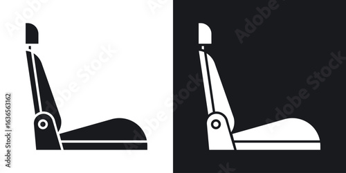 Car seat icon in black and white glyph versions