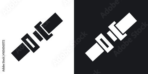 Car seat belt icon in black and white glyph versions