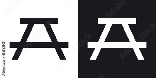 Camping table icon in black and white glyph versions