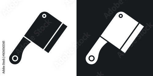 Butcher knife icon in black and white glyph versions