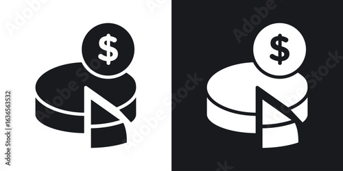 Budget planning icon in black and white glyph versions