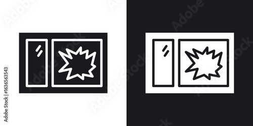 Broken window icon in black and white glyph versions