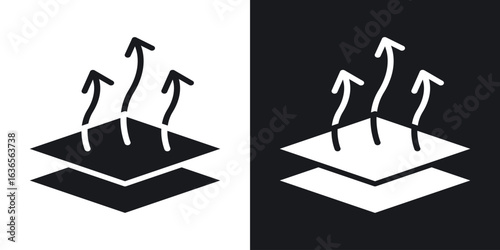 Breathable leather icon in black and white glyph versions