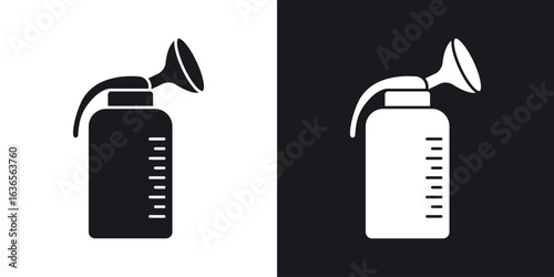 Breast pump icon in black and white glyph versions