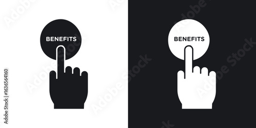 benefits icon in black and white glyph versions