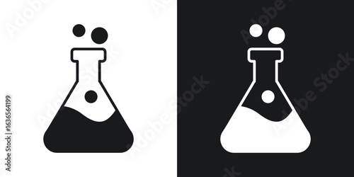 Beaker icon in black and white glyph versions