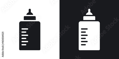 Baby milk bottle icon in black and white glyph versions