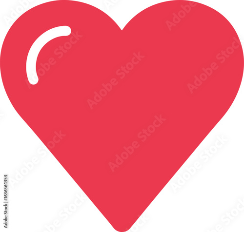 A glossy red heart icon for romance concept
