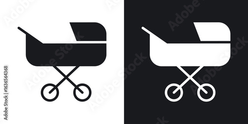 Baby carriage icon in black and white glyph versions