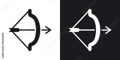 Archery icon in black and white glyph versions