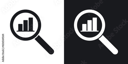 Analysis icon in black and white glyph versions