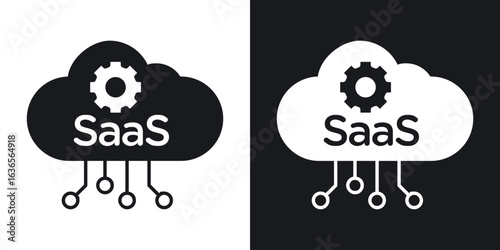 SaaS icon in black and white glyph versions