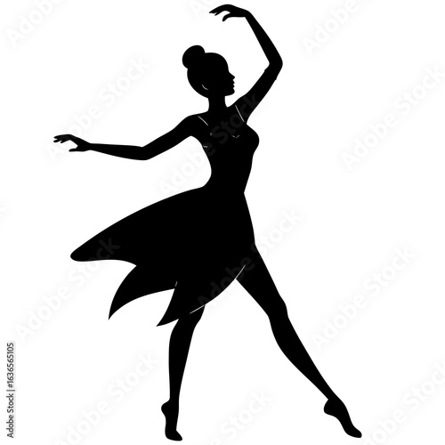Female salsa dancer silhouette romantic pose vector art
